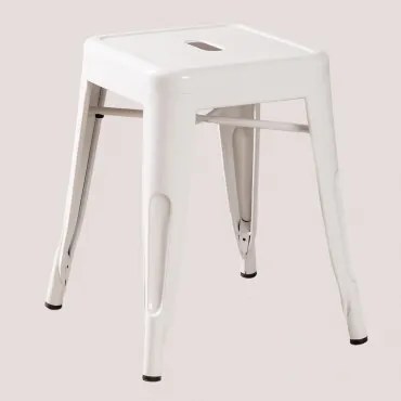 Set Van 4 Stapelbare Lage Krukken 45 Cm In Staal Lix Wit - Sklum