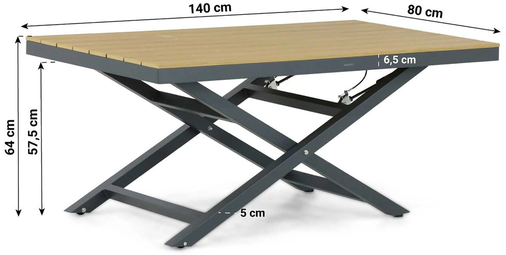 Hoek loungeset 6 personen Aluminium/Polywood (grey teakfinish) Grijs Lifestyle Garden Furniture Santiago