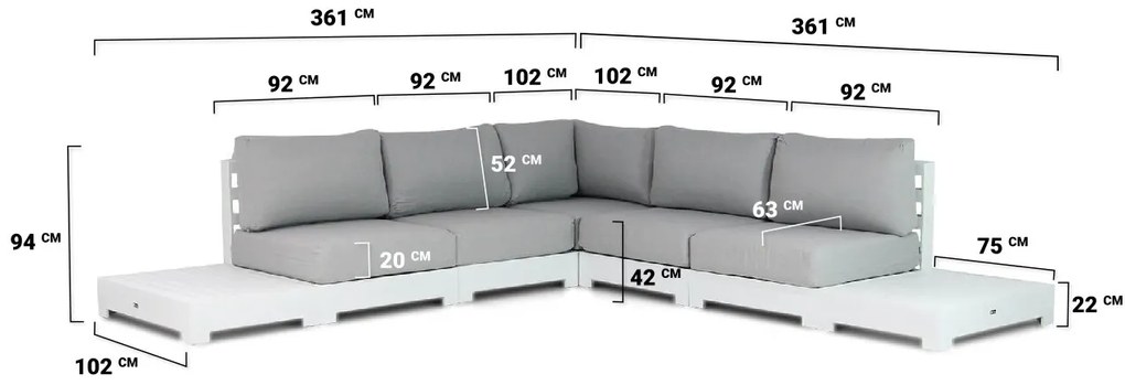 Loungeset 5 personen Aluminium Wit Santika Furniture Santika Phantom