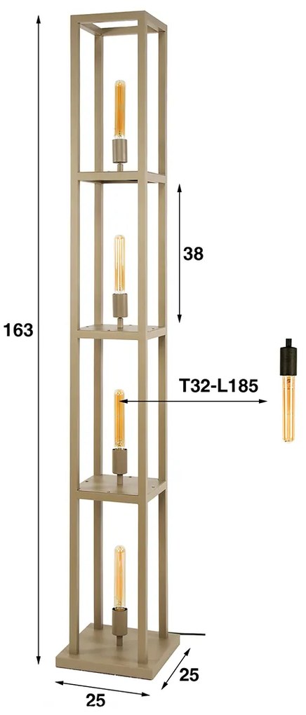 Vloerlamp 4-lichts Beige