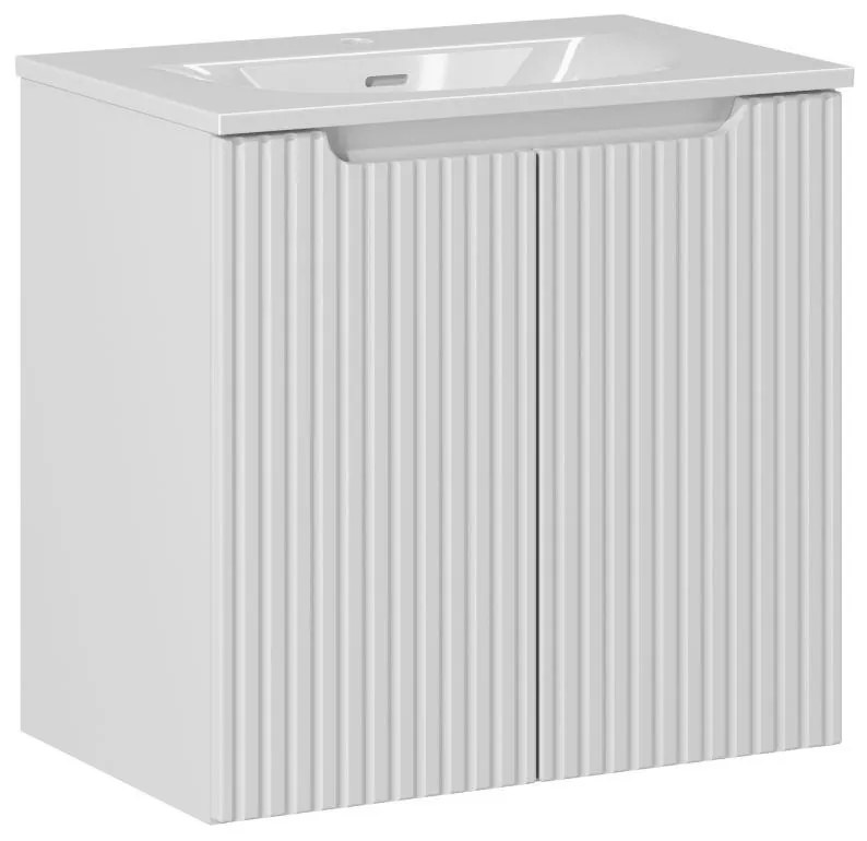 Comad Nova White badkamermeubel 60x40cm wit met 2 deuren en wastafel 1 kraangat