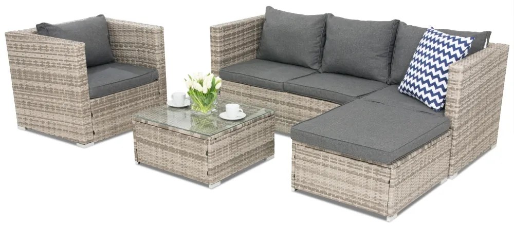 Technorattan tuinmeubelen Roma Corner 5 Garden Point grijs