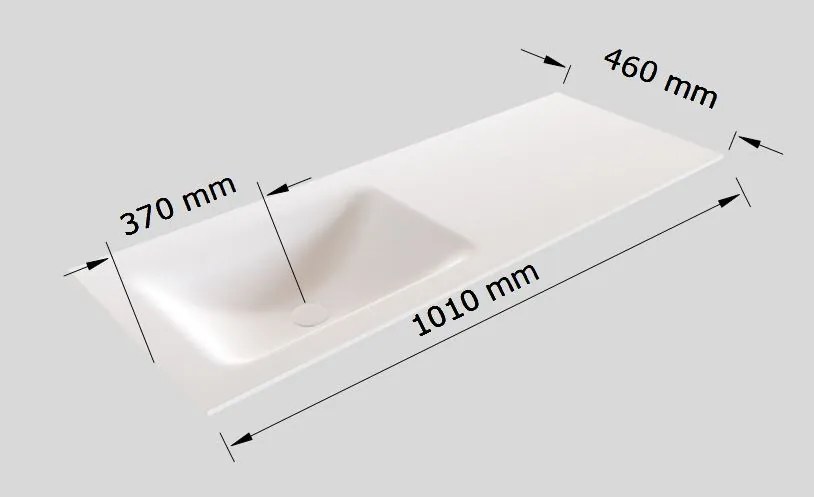 Zaro Valencia Solid Surface badmeubel 100cm wit marmer 1 kraangat spoelbak links met 2 lades