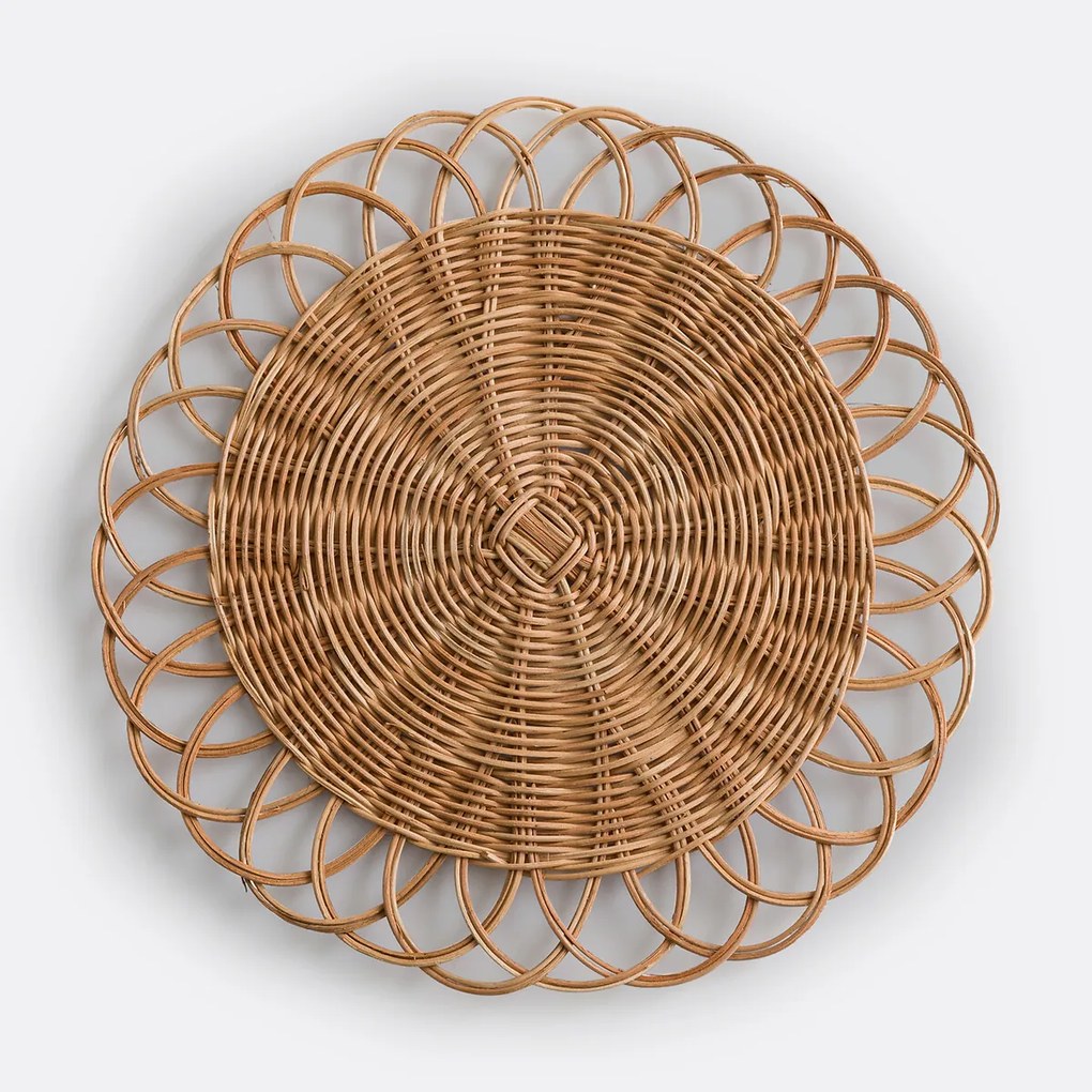 Set van 4 placemats in rotan, bloem vorm Doga