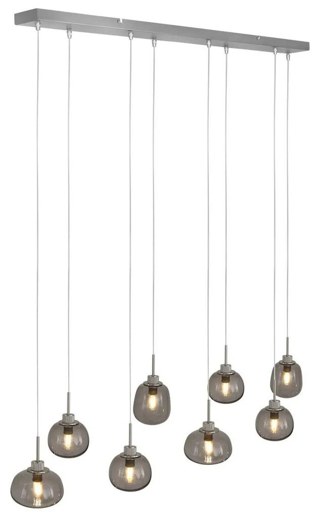 Steinhauer Bollique Hanglamp Grijs Glas 8-lichts - Metaal/Glas - Steinhauer - Industrieel & robuust