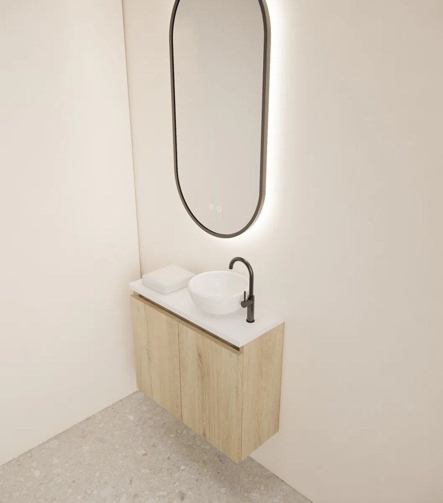 Gliss Design Echo toiletmeubel 60cm evoke eiken met toppaneel wit mat