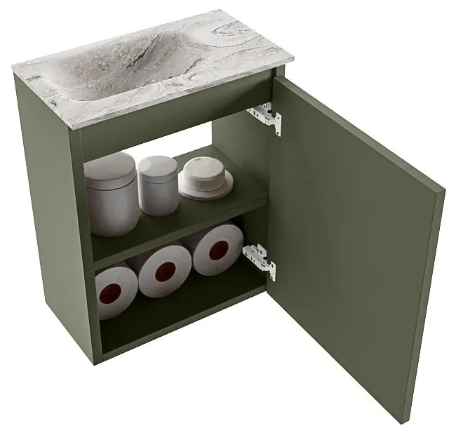 Mondiaz Ture DLux toiletmeubel 40cm army met wastafel glace links zonder kraangat