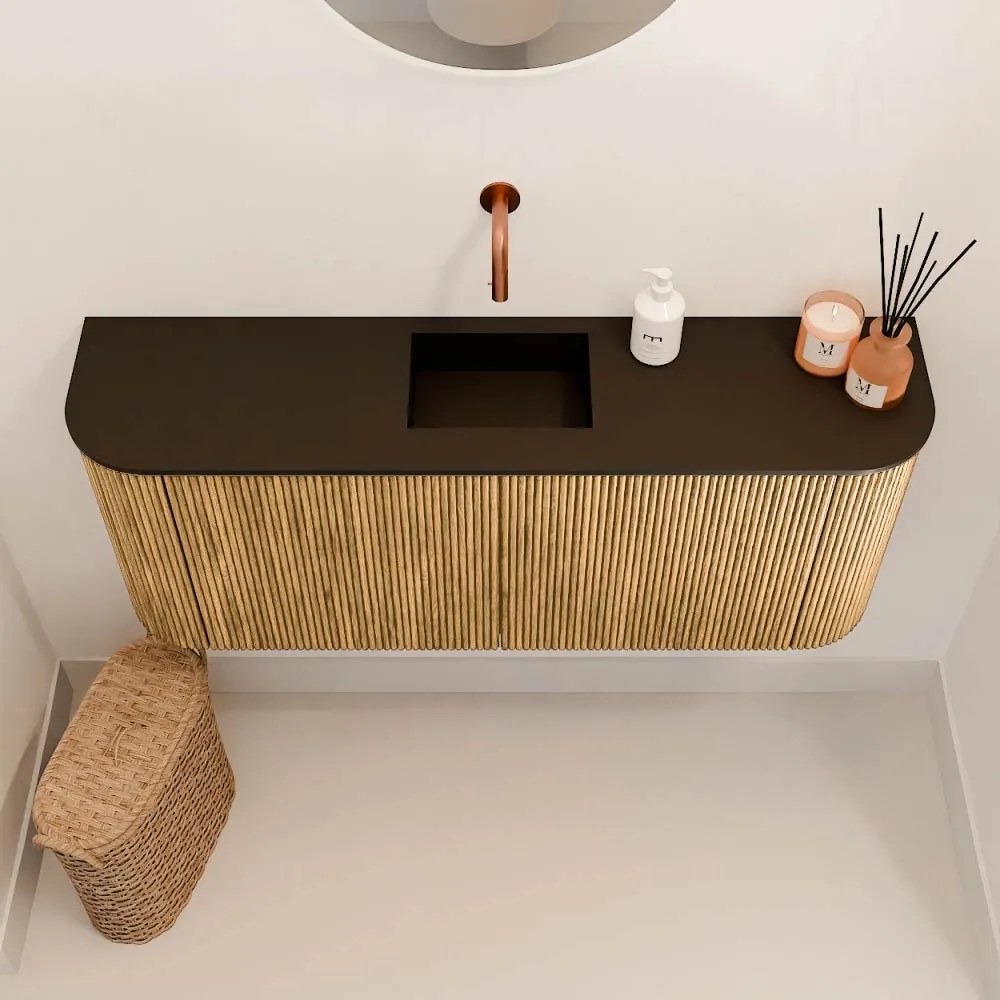 Mondiaz Joya 105cm toiletmeubel ronding links/rechts oak met wastafel faye midden zonder kraangat urban