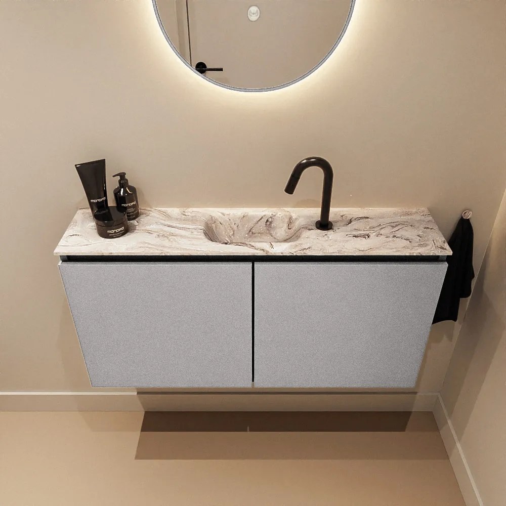 Mondiaz Ture DLux toiletmeubel 100cm plata met wastafel glace midden met kraangat