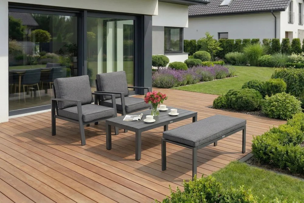 Zakintos Terrasmeubelset met bank antraciet Garden Point