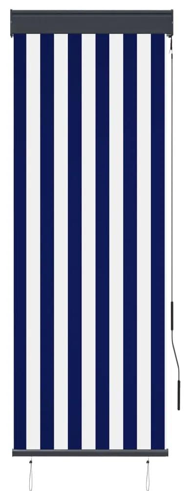 vidaXL Rolgordijn voor buiten 60x250 cm blauw en wit