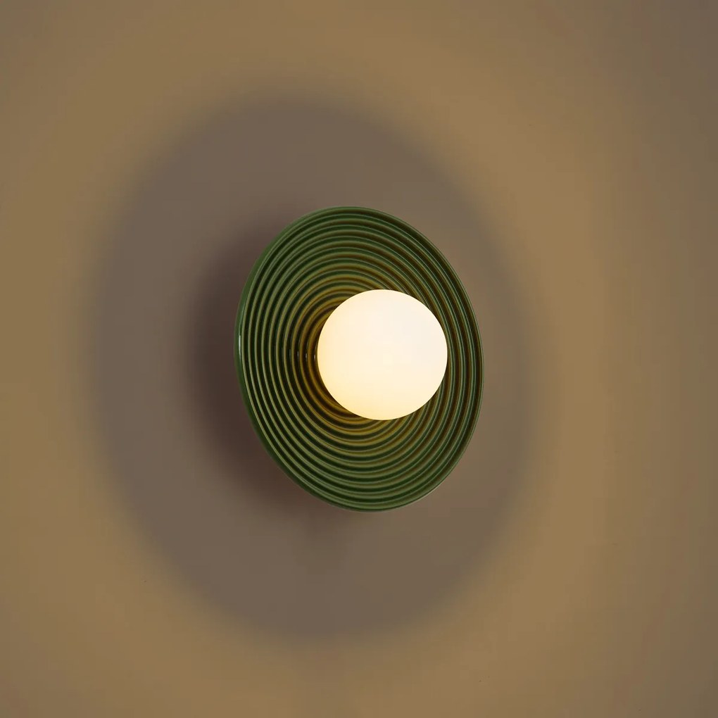 Retro plafondlamp groen met opaal glas - Lila