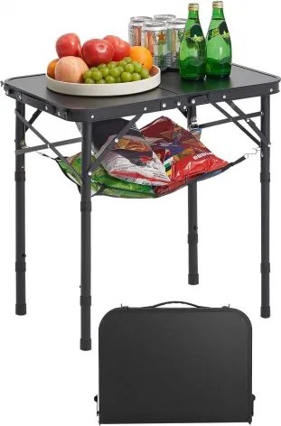VEVOR Opvouwbare tafel Buffettafel Draagbare Multifunctionele tafel 60 x 40 cm, In hoogte verstelbare tafel (voor 2-4 personen) met draaggreep, Tuintafel Campingtafel voor Feesten Picknicks Camping Barbecues, Zwart