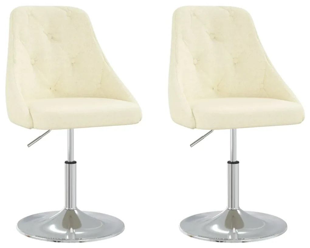 vidaXL Eetkamerstoelen draaibaar 2 st stof crèmekleurig
