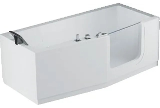 Novellini Iris Combi bad acryl rechts met deur en met 1 paneel 180x75/85x62cm met frame wit iri218085cd-a1