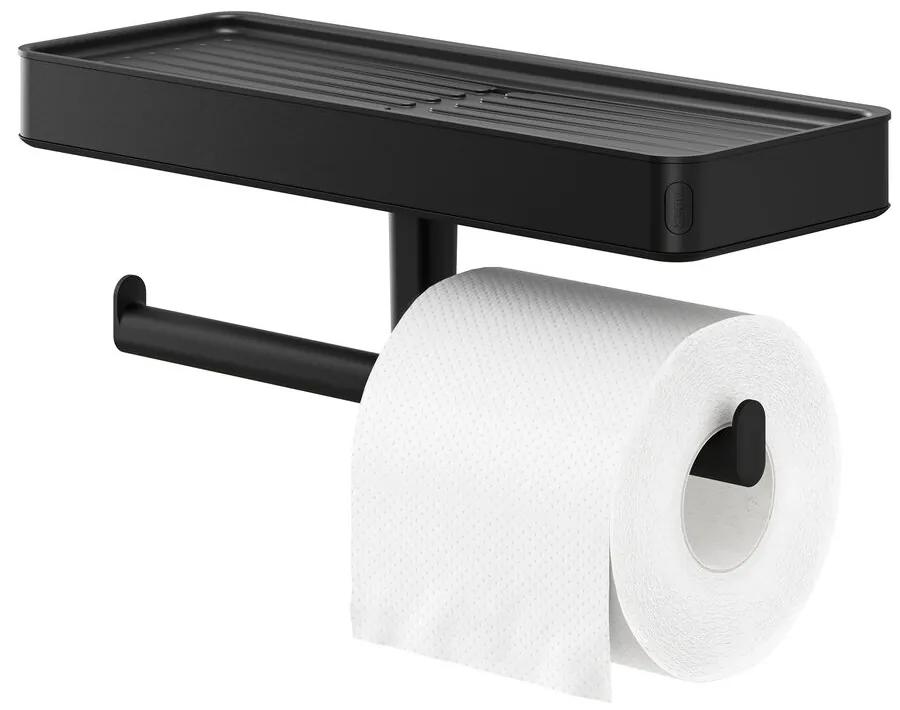 Tiger Carv toiletrolhouder met planchet zwart