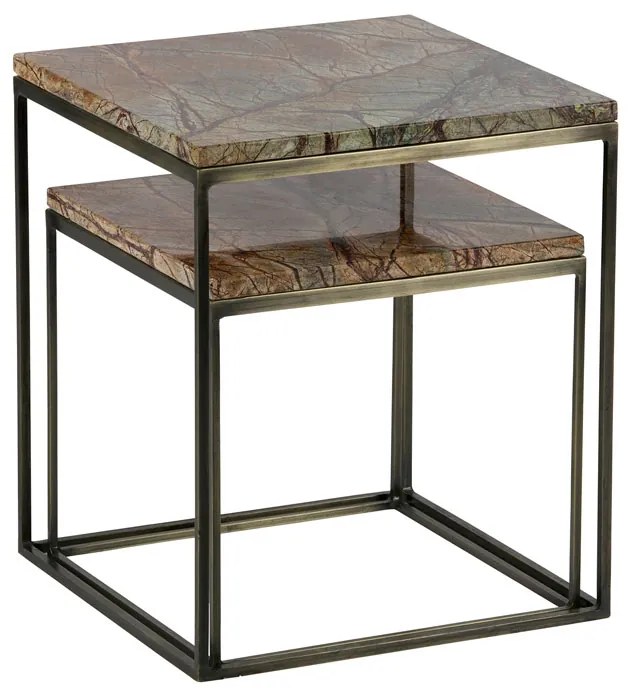 BePureHome Mellow Bijzettafels Marmer Antique Brass - 40 X 40cm.