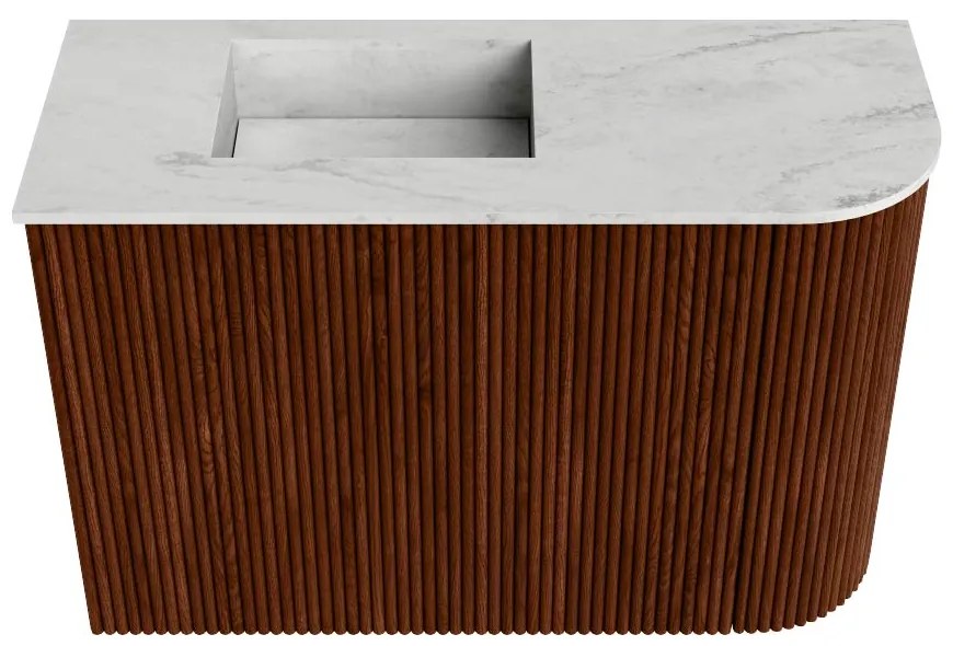 Mondiaz Joya DLux 60cm toiletmeubel ronding rechts ruby met wastafel faye links zonder kraangat opalo