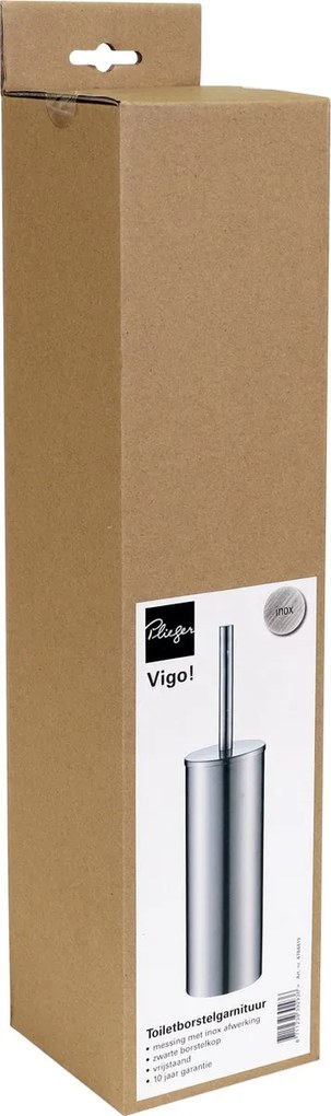 Plieger Vigo vrijstaande toiletborstel met deksel geborsteld chroom