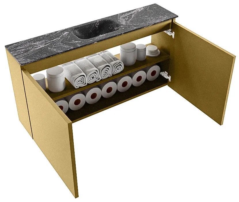 Mondiaz Ture DLux toiletmeubel 100cm oro met wastafel lava midden met kraangat