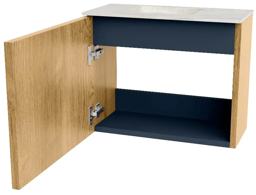 Mondiaz Joya DLux 50cm toiletmeubel oak met wastafel faye links zonder kraangat ostra