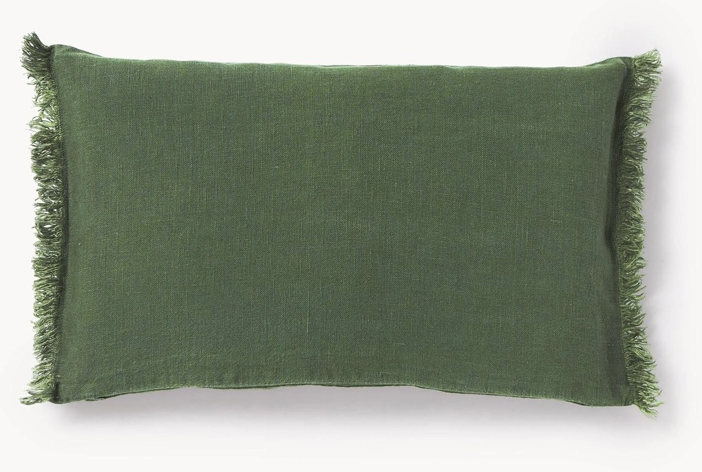 Linnen kussenhoes Luana met franjes