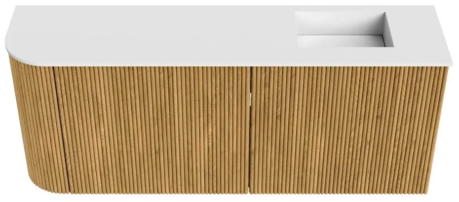 Mondiaz Joya 100cm toiletmeubel ronding links oak met wastafel faye rechts 1 kraangat talc