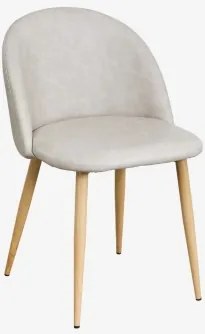 Pack Van 4 Gestoffeerde Eetkamerstoelen Van Staal Kana Natuurlijk Hout & Kunstleren Grijs – Taupe – Koel & Kunstleer - Sklum