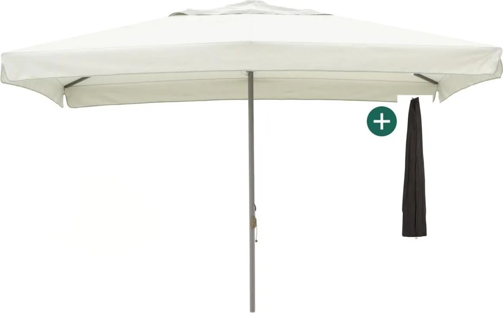 Parasol Shadowline Bonaire | Inclusief hoes | Rechthoekig | 400x300cm | Met katrol | Grijs/Antraciet  | Kees Smit Tuinmeubelen