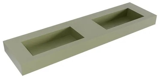 Mondiaz ZINK Army vrijhangende solid surface wastafel 170cm dubbel rand 12cm XM49438Army