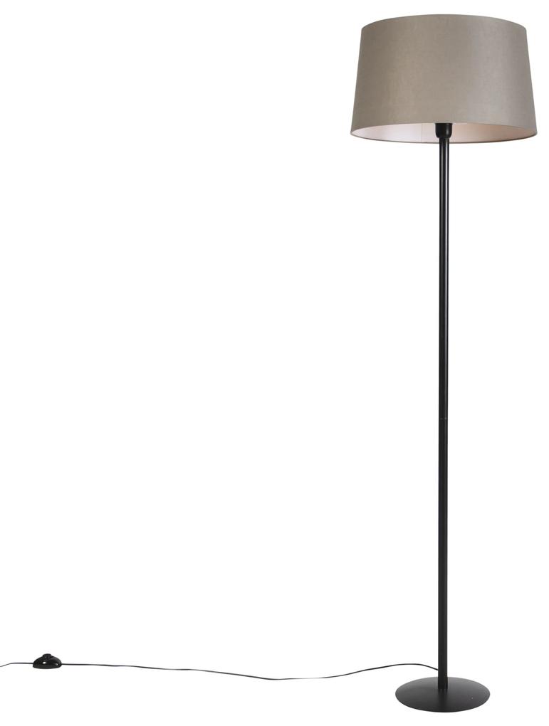 Zwarte vloerlamp met linnen kap taupe 45 cm - Simplo Landelijk / Rustiek E27 cilinder / rond rond Binnenverlichting Lamp