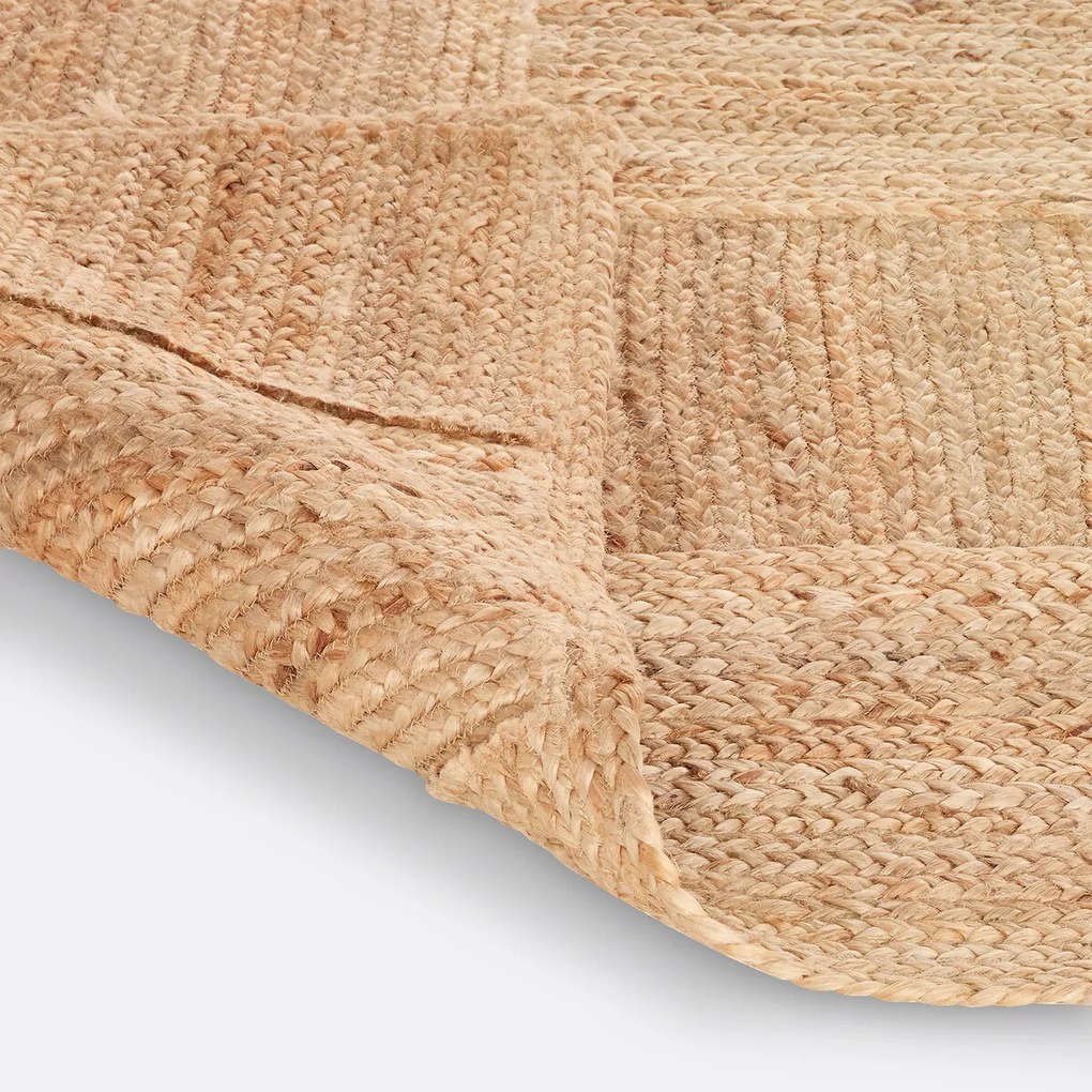 Geweven vloerkleed, met ruiten, in jute, Mulfier
