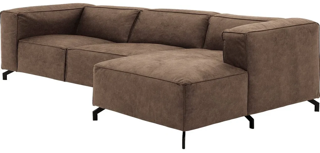 Goossens Bank Calvin bruin, micro leer, 3,5-zits, modern design