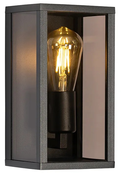 Buiten wandlamp zwart met smoke glas 26 cm IP44 - Charlois