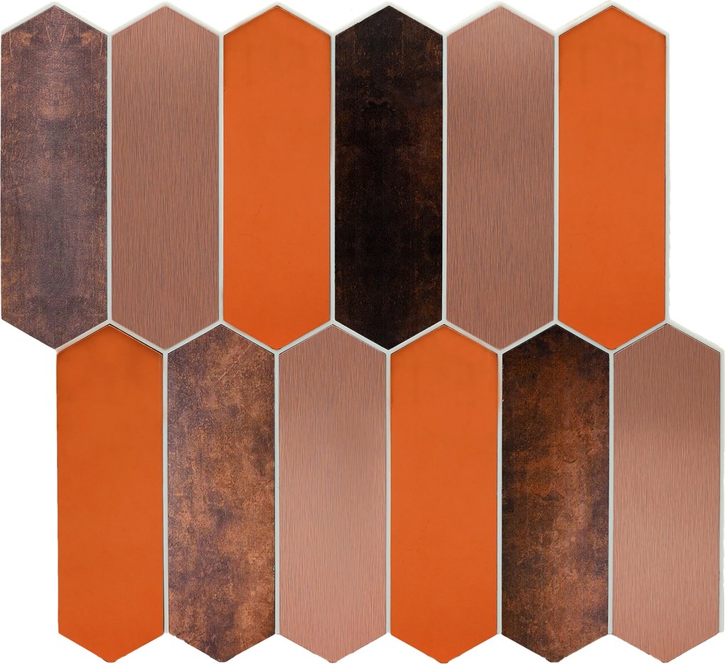 Zelfklevende Mozaïektegels Metaal | Picket Terracotta | 28,2×27,3 cm | Keuken, Bad & WC