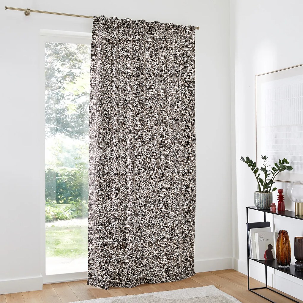 Katoenen gordijn met print en verborgen lussen, Aretha