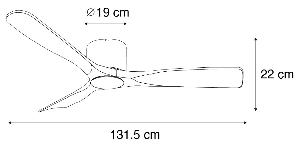 Plafondventilator met lamp zwart met hout 131.5cm incl. LED dimbaar met afstandsbediening - Jerri Modern rond Binnenverlichting Lamp