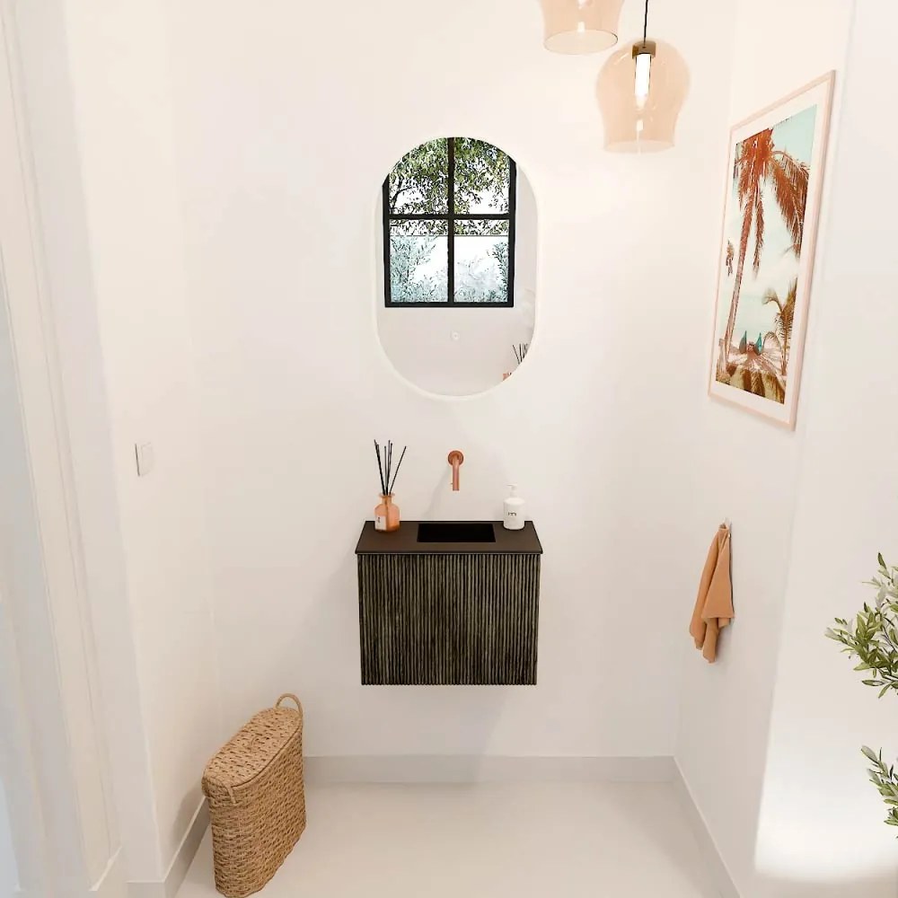 Mondiaz Joya 50cm toiletmeubel shadow met wastafel faye rechts zonder kraangat urban