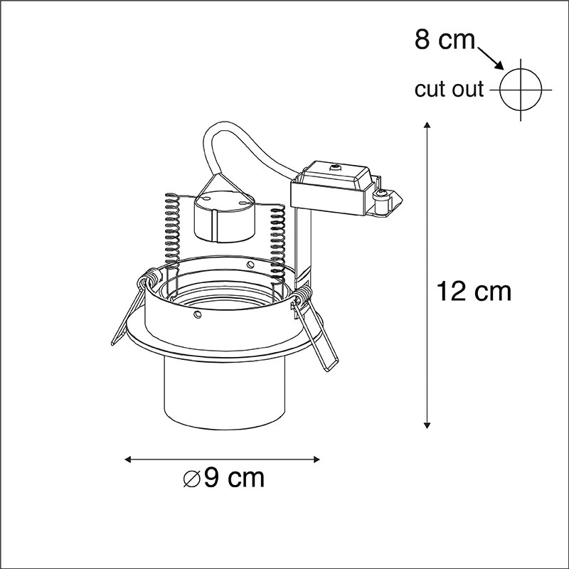 Set van 6 Moderne inbouwspot zwart rond kantelbaar - Installa