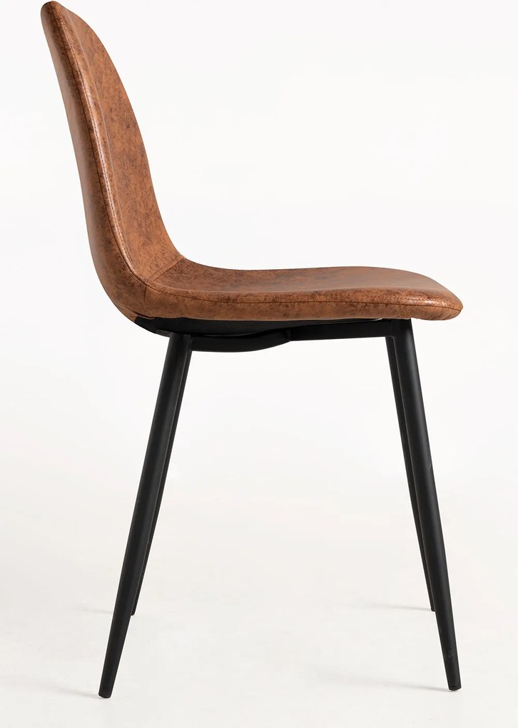 Set 4 Black Teok Kunstlederen Stoelen