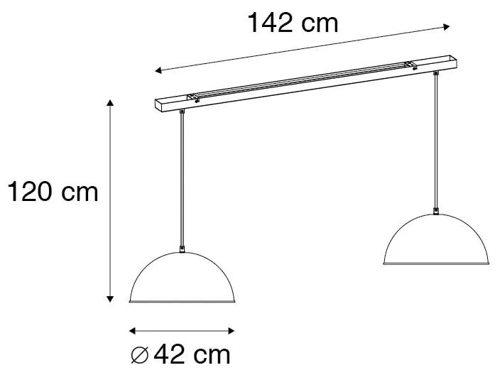 Eettafel / Eetkamer Industriële hanglamp zwart met goud 2-lichts - Magnax Industriele / Industrie / Industrial E27 Binnenverlichting Lamp