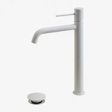 Orveta Click-clack Messing Wastafelkraan En Afvoerklepset Wit & ↑30 Cm & Klep Zonder Overloop - Sklum