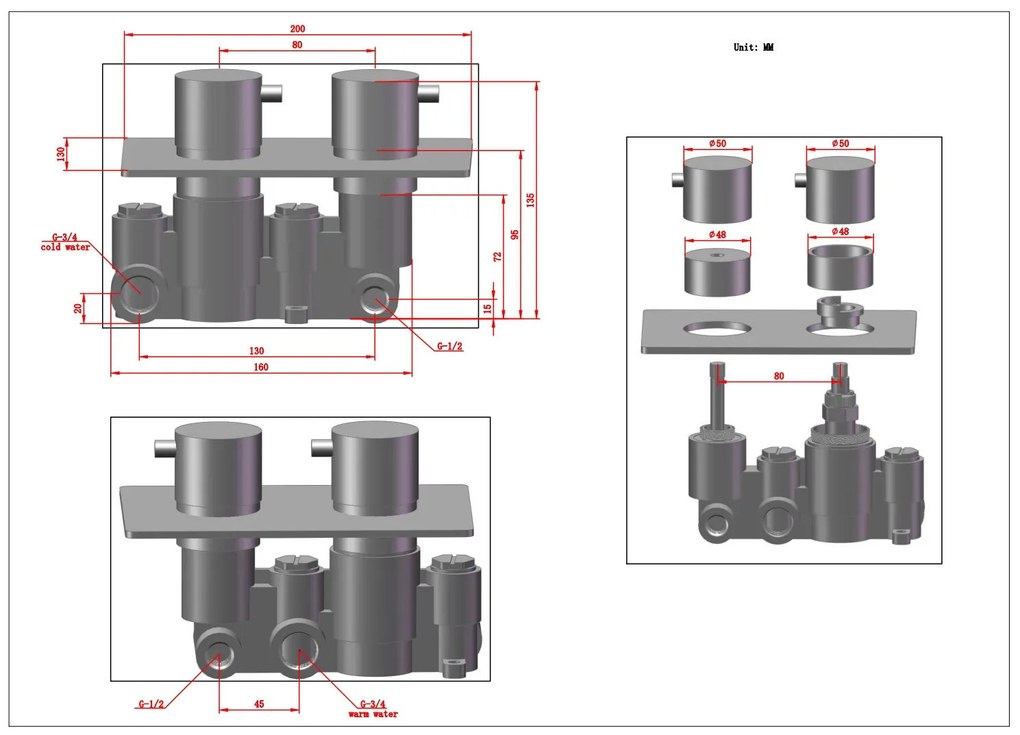 Saniclear Cube Pro inbouw regendouche met inbouw douchekop 30x30cm en staafhanddouche chroom