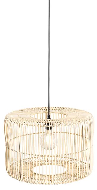 Oosterse hanglamp zwart met rotan kap - Maud