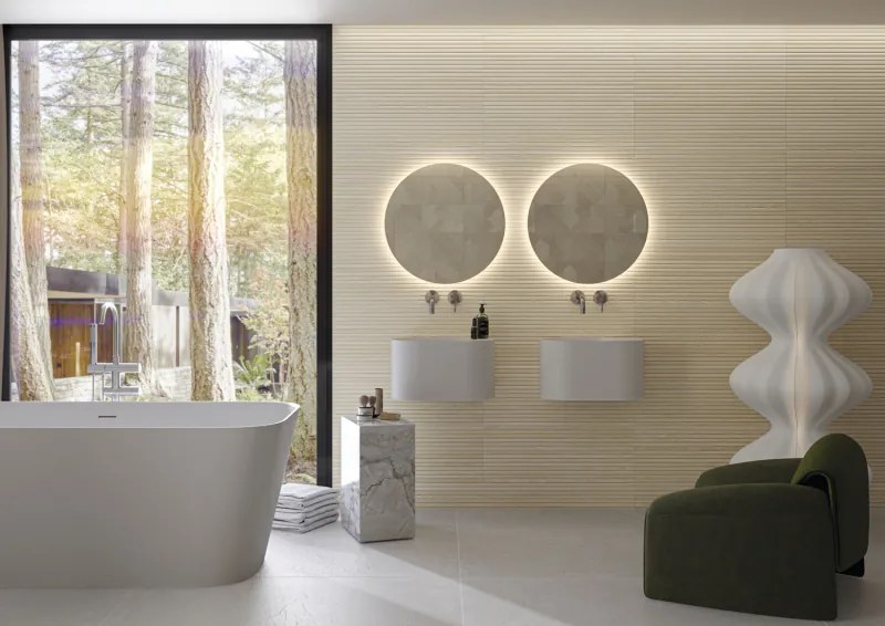 Jabo Valkiria wandtegel creme gestreept30x75cm gerectificeerd