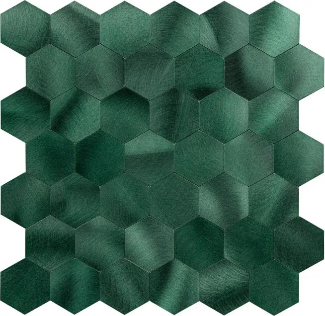 Zelfklevend Mozaïek Hexagon Aston Groen - 29.5 cm x 29.5 cm x 0.4 cm | 0.5 kg | Paneli zelfklevende steenstrips