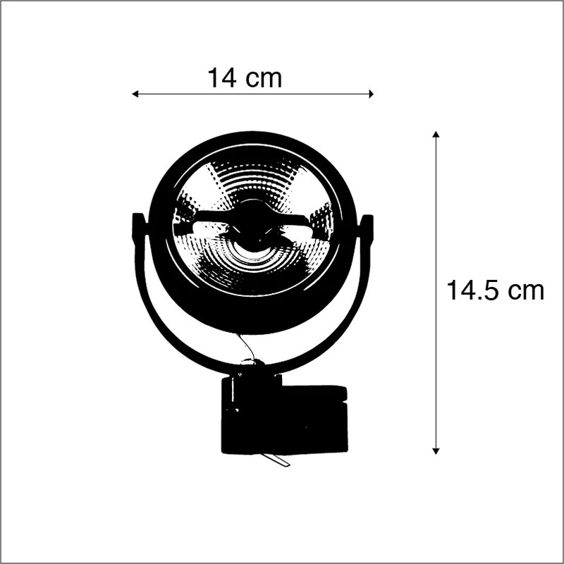 LED RailSpot / Opbouwspot / Plafondspot zwart voor 3-fase rail GU10 111cm - 3-Phase Expert Modern rond Binnenverlichting Lamp