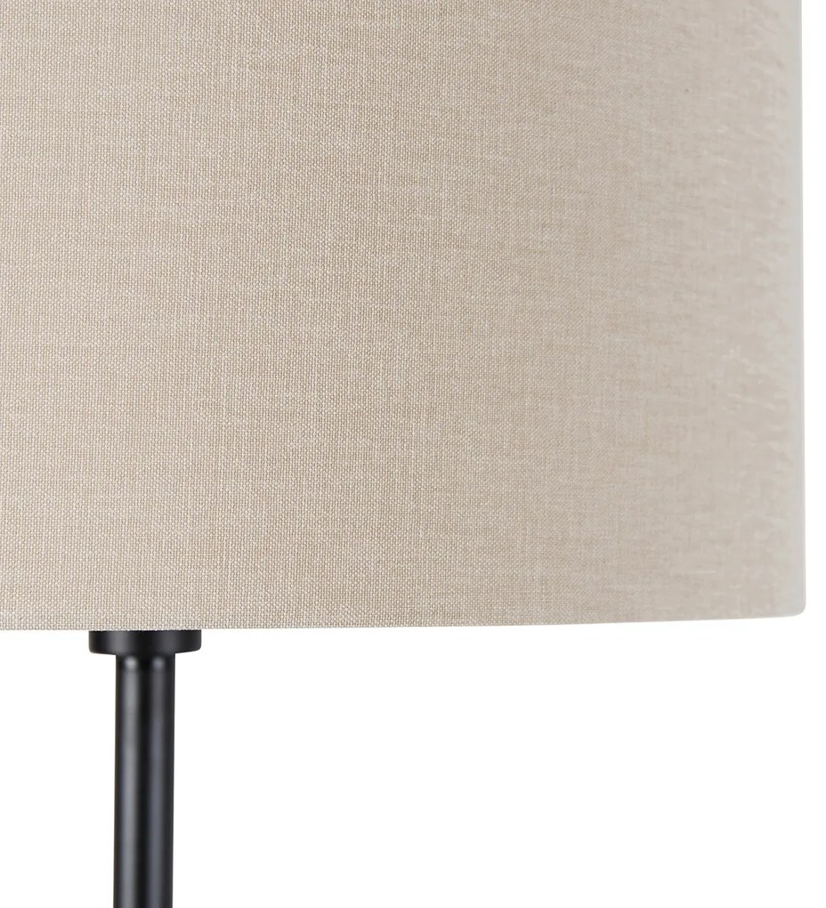 Vloerlamp zwart met kap licht bruin 50 cm - Simplo Design, Modern E27 rond Binnenverlichting Lamp