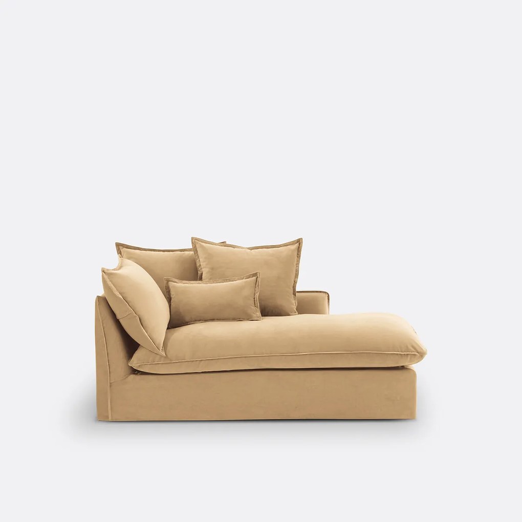 Rechte fluwelen longchair met afneembare hoezen, ODNA