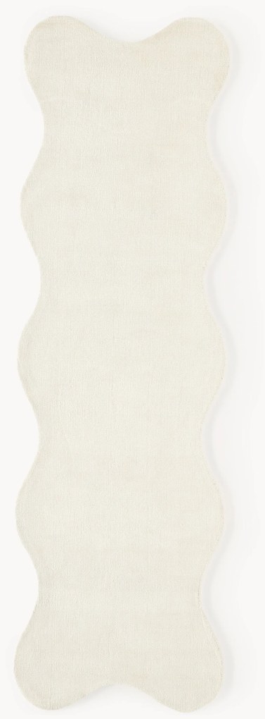 Handgeweven viscose loper Wavy met golvende rand